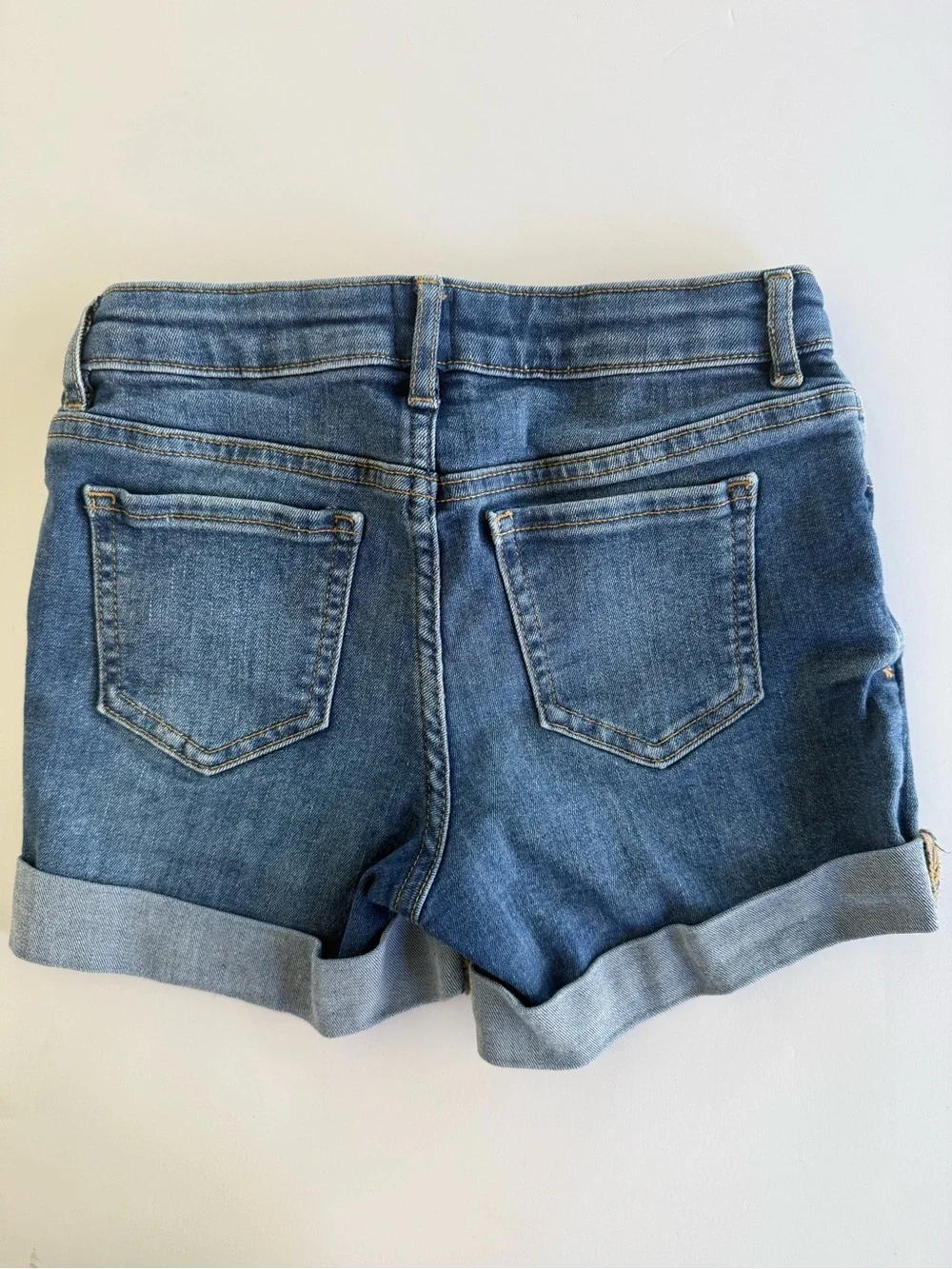 GAP‎ Kids Stretch Midi Denim Shorts Emoji Rainbow Heart Smiley Face Size 10